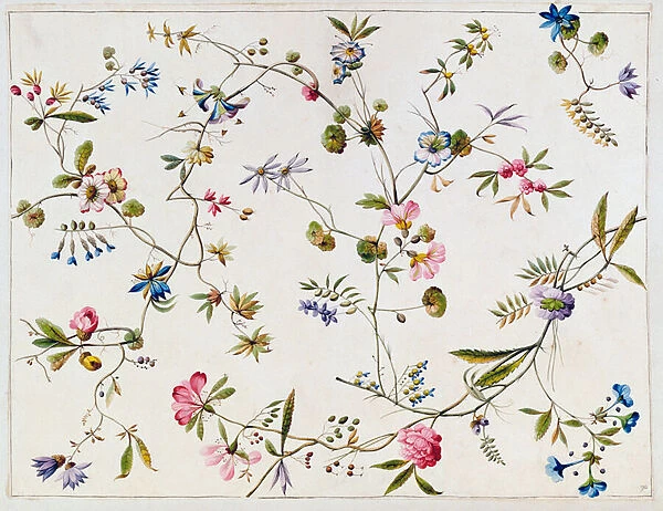 Textile design, c. 1788-92 (w  /  c on paper)