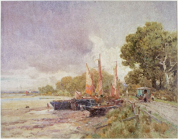 The Thames at Barnes, about 1916-24 (Watercolour, glue and tempera)