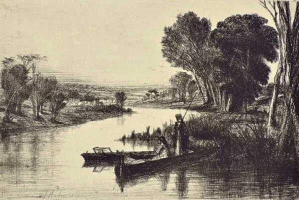 Thames Fishermen No. 1, 1859 (drypoint)