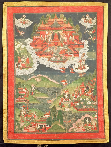 Thangka of the Paradise of Amitabha (painted silk)