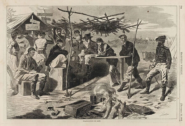 Thanksgiving in Camp, published by Harpers Weekly, November 29