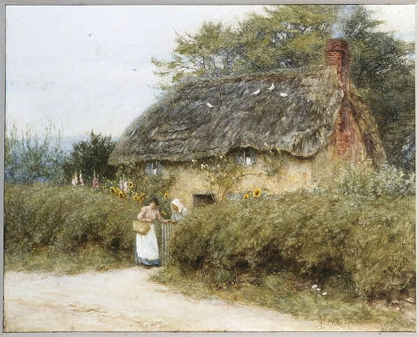 A Thatched Cottage near Peaslake, Surrey (w  /  c on paper)