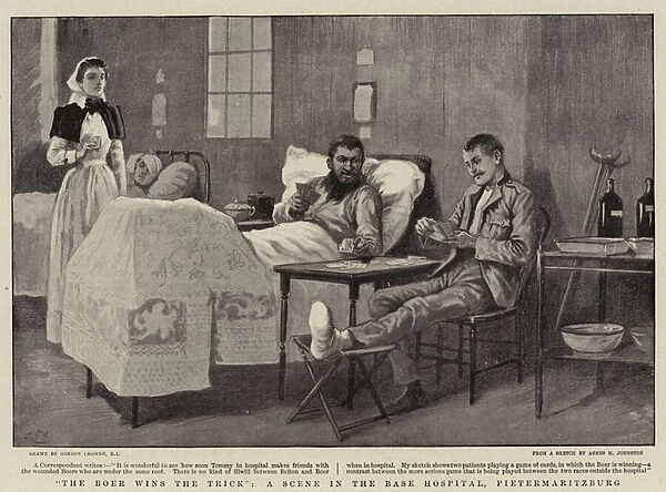 'The Boer wins the Trick', A Scene in the Base Hospital, Pietermaritzburg (litho)