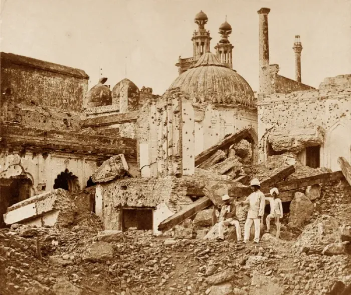 Framed Print : The Mine in the chutter Munzil exploded by the enemy at the first attack of General