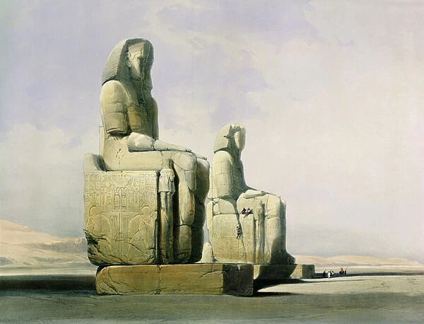 Thebes, December 4th 1838, detail of the colossi of Memnon