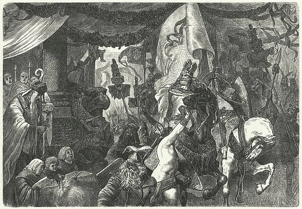 Theoderic the Great, King of the Ostrogoths, entering Rome (engraving)