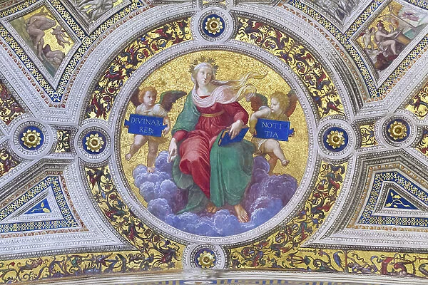 Theology, 1508, Raphael, 1483-1520, ceiling of the room of the signature, Raphael rooms, fresco, Vatican museums, Rome, Italy