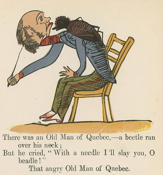 'There was an Old Man of Quebec- a beetle ran over his neck', from A Book of Nonsense, published by Frederick Warne and Co. London, c. 1875 (colour litho)