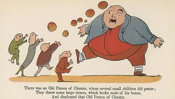 'There was an Old Person of Chester, whom several small children did pester', from A Book of Nonsense, published by Frederick Warne and Co. London, c. 1875 (colour litho)