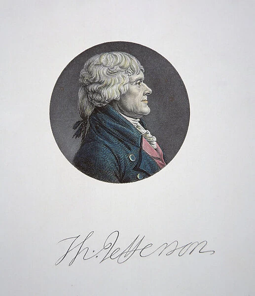 Thomas Jefferson (1743-1826) (colour engraving)