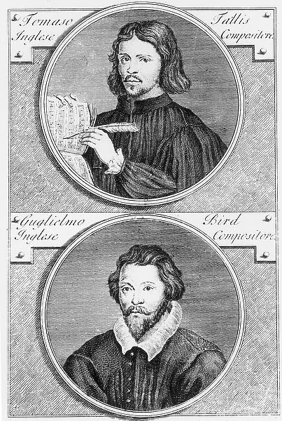 Thomas Tallis (c. 1505-85) and William Byrd (1543-1623) engraved by Niccolo Francesco Haym