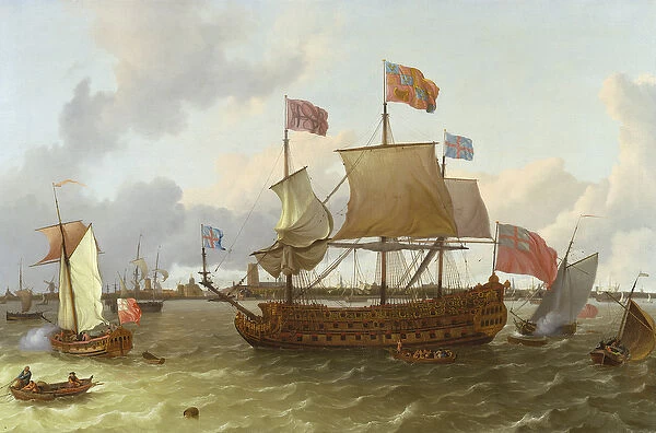 The Three-Master Britannia in Rotterdam, 1698 (oil on canvas)