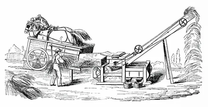 Framed Print : A threshing machine and straw elevator Framed Print : A threshing machine and straw elevator