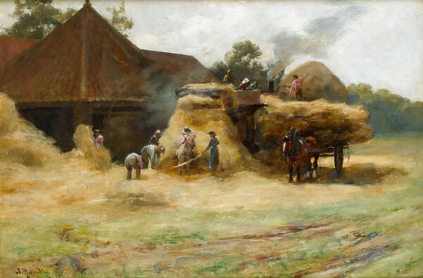 Threshing, a Scottish Farm, 1884 (oil on canvas)