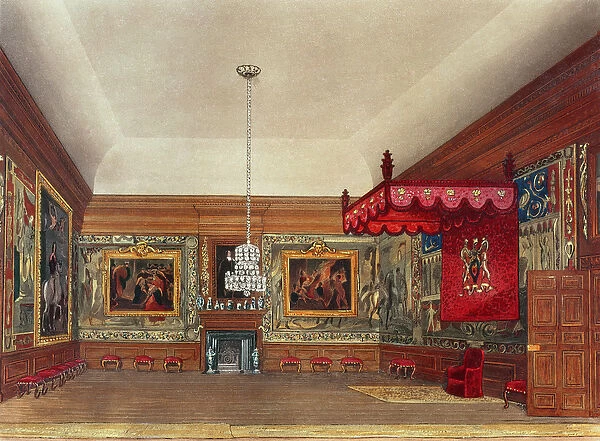 The Throne Room, Hampton Court from Pynes Royal Residences, 1818