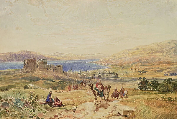 Tiberias on the Sea of Galilee, c. 1850 (w / c on paper)