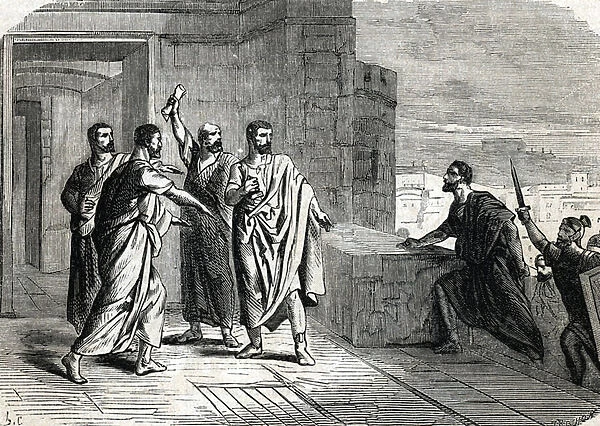 Tiberius Gracchus (168-133 BC) taking refuge in the capitol during 'riots'