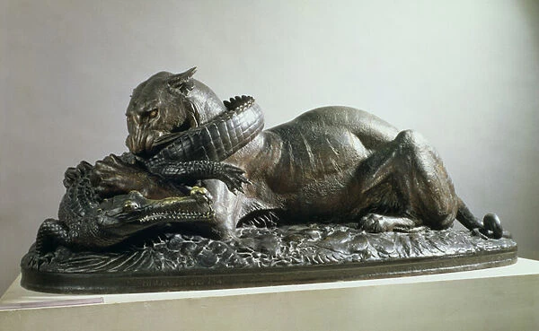 Tiger devouring an alligator, 1832 (bronze)