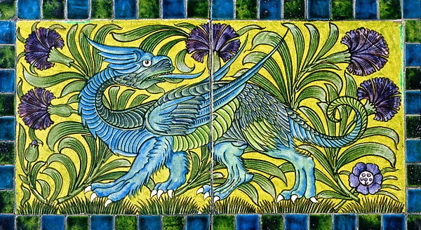 Tile with dragon design (ceramic)