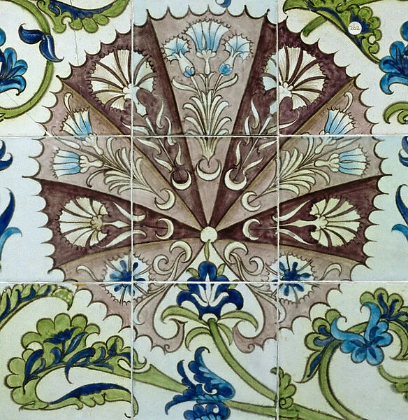 Tile panel with floral design (ceramic)