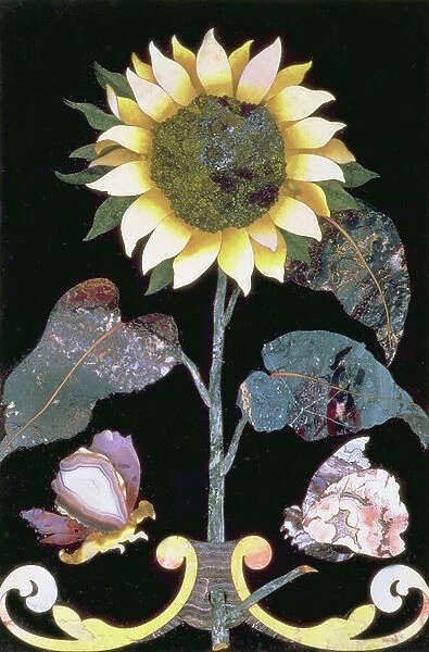 Tile with a Sunflower Design (pietra dura)