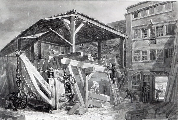 Timber Yard, Finsbury, 1825 (w  /  c on paper)