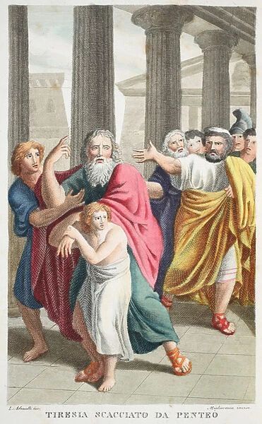 Tiresias dismissed by Pentheus or Tirenia Scacciato da Penteo, Book III