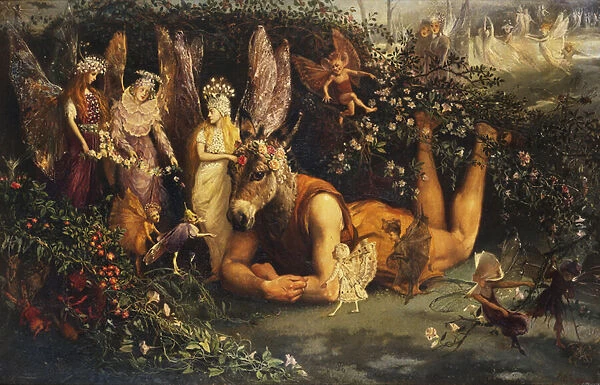 Titania and Bottom, from A Midsummer Nights Dream (oil on canvas)