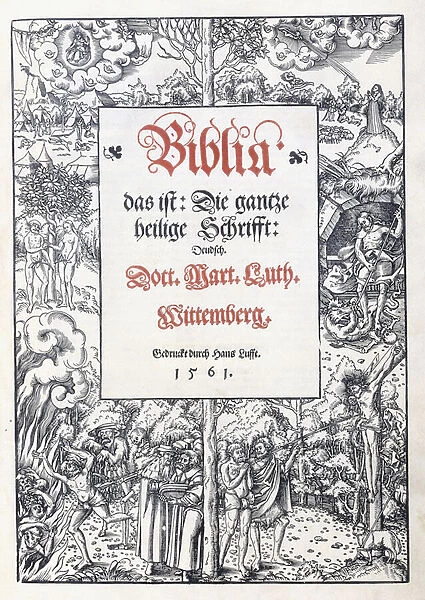 Title page, with a fine pictorial border from Biblia