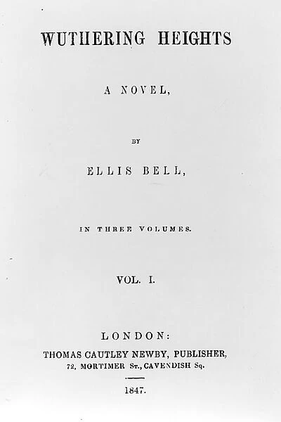 Title Page for the first edition of Wuthering Heights