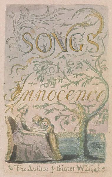 Title Page, plate 2 from Songs of Innocence, 1789 (relief etching with w / c on paper)