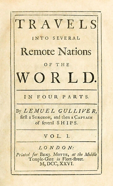 Title page from Travels into Several Remote Nations of the World