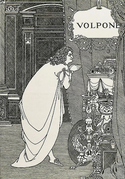Title page of Volpone or the fox (1609) written by Ben Johnson, 1898 (engraving)