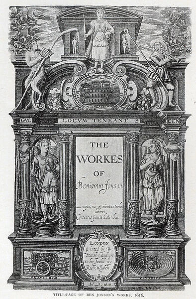 Title page to The Works of Benjamin Jonson, 1616 (engraving)