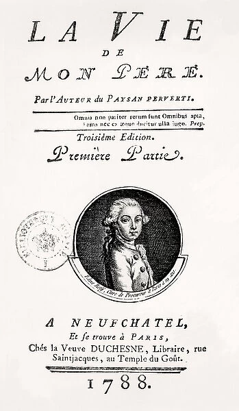 Titlepage of La Vie de Mon Pere, 1788 (engraving)