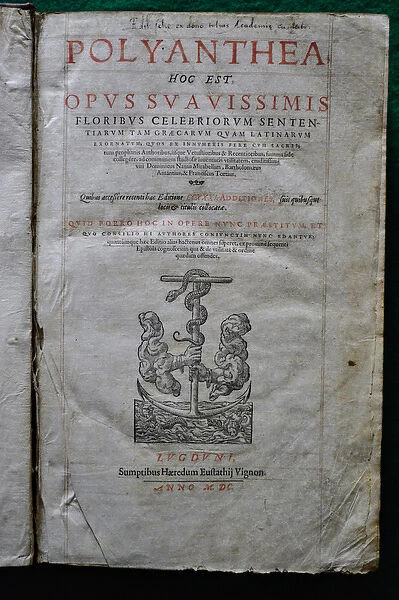 Titlepage of Polyanthea by Dominicus Nannus Mirabellius, Lyon, 1600