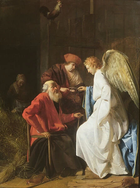 Tobias and the Angel curing the Blindness of Tobit, 1630 (oil on panel)