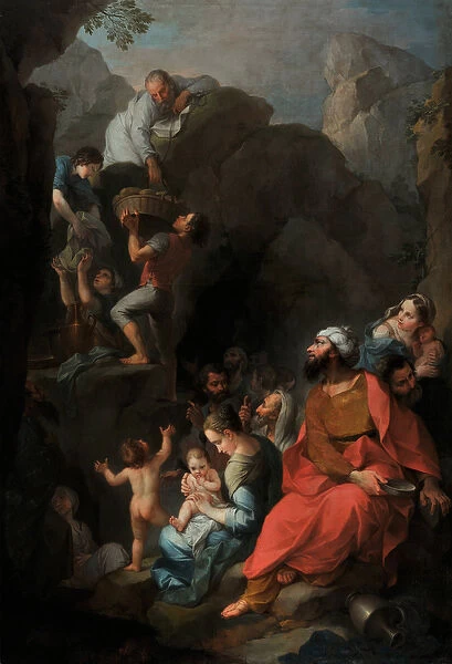 Tobie and his companions escape captivity (oil on canvas)