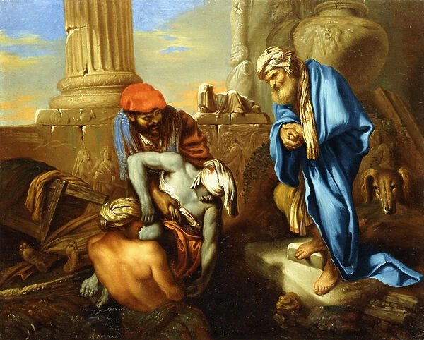 Tobit Burying the Dead in Defiance of the Orders of Sennacherib, (oil on canvas)