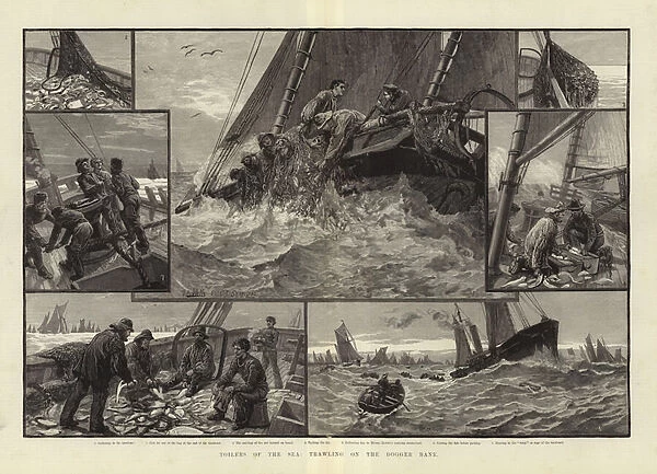 Toilers of the sea trawling on the Dogger Bank (engraving)