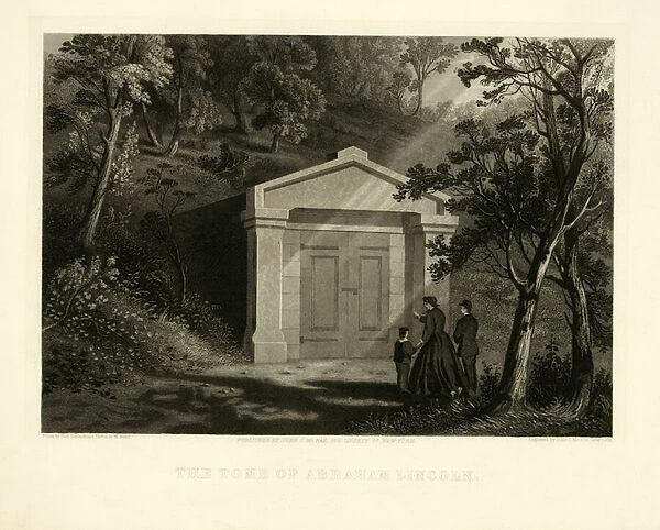 The Tomb of Abraham Lincoln, pub. 1865 (engraving)