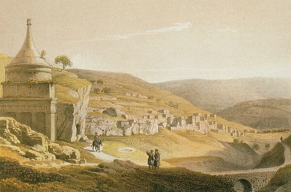 The tomb of Absalom and Siloan. Etching by Bernatz et alii - Steinkopk J. F. Editore