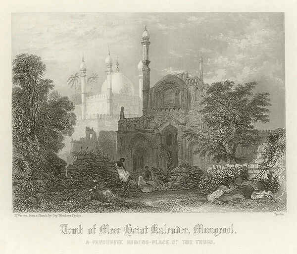 Tomb of Meer Haiat Kalender, Mungrool, India (engraving)