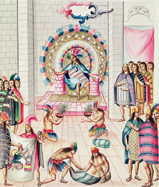 Tome 3 fol. 129, Offerings to the King, from Teatro de la Nueva Espana, late 18th century