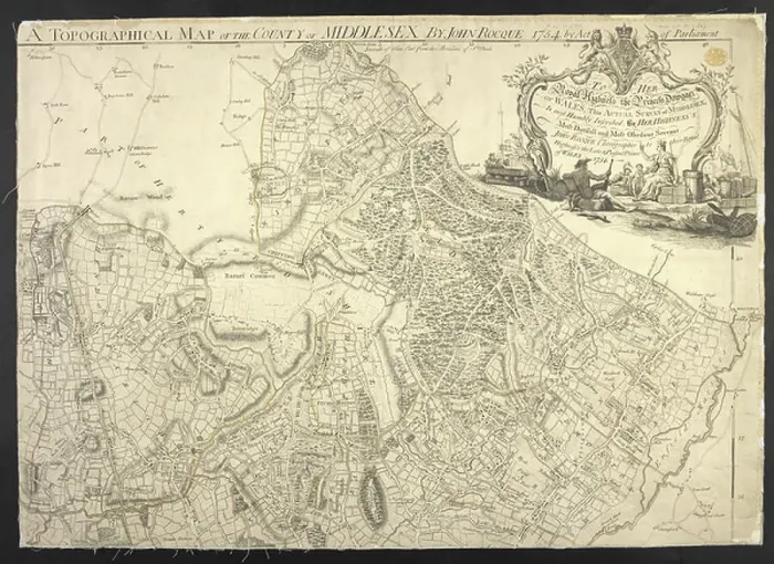 Framed Print : A Topographical Map of the County of Middlesex, 1754 (engraving) Framed Print : A Topographical Map of the County of Middlesex, 1754 (engraving)