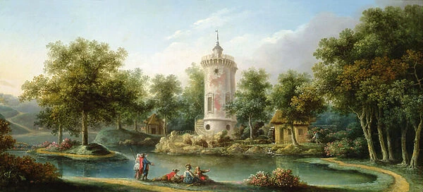 The Tour de Marlborough in the Jardin des Mesdames, Bellevue (oil on canvas)
