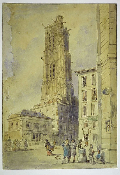 The Tour de Saint-Jacques, before reconstruction, 1836 (w / c on paper)