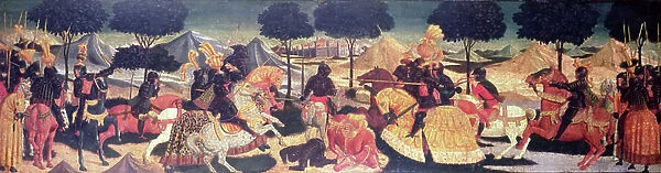 A Tournament, Florentine School, 1430-50 (oil on panel)