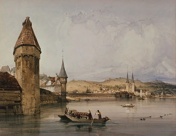 Town of Lucerne, on the lake of Quatre Cantons, 1838 (w  /  c)