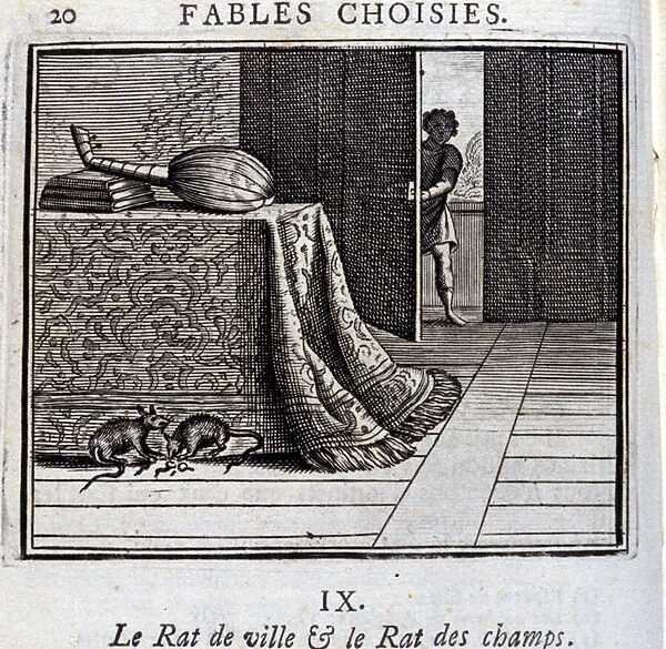 The town rat and the field rat. Fables by Jean de La Fontaine (1621-95)